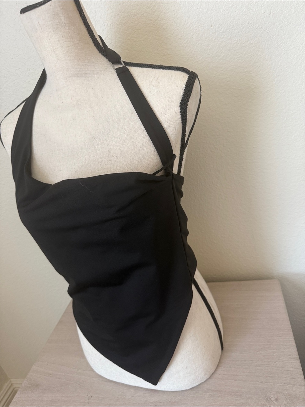 Cotton Candy Black Halter Neck Asymmetric Bandana Top